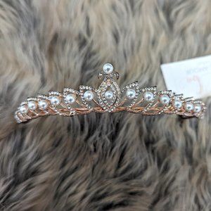 NWT - Wedding Tiara Pearl Rhinestone Rose Gold